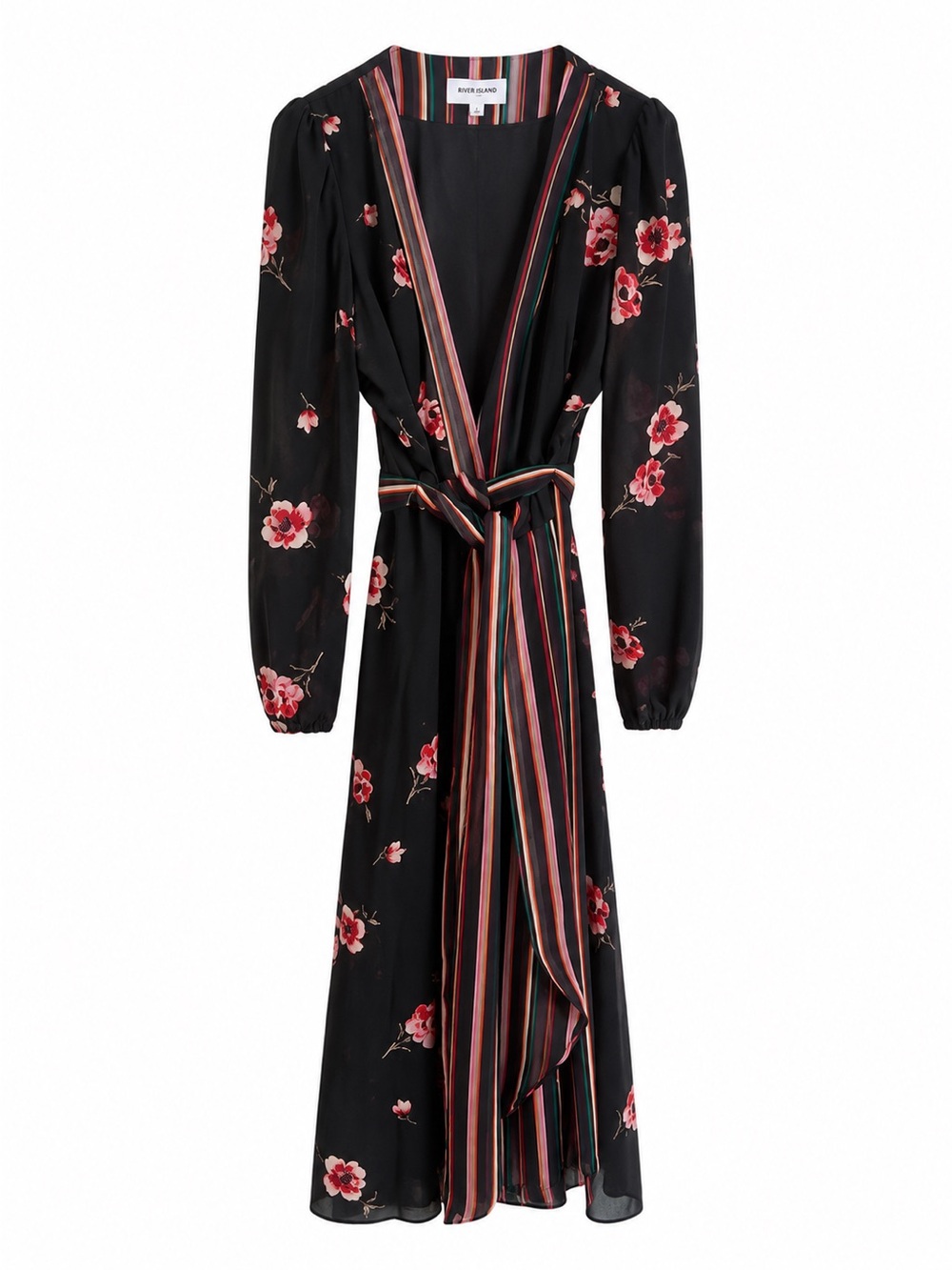 NWT Highline Collective Black Floral Wrap Maxi Dress Small MSRP $129 - Picture 2 of 6